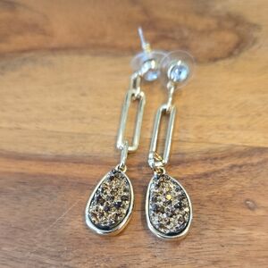 WHBM Elegant Gold And Brown Dangling Earrings